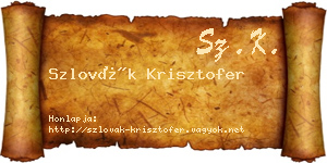 Szlovák Krisztofer névjegykártya