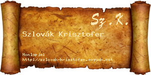 Szlovák Krisztofer névjegykártya